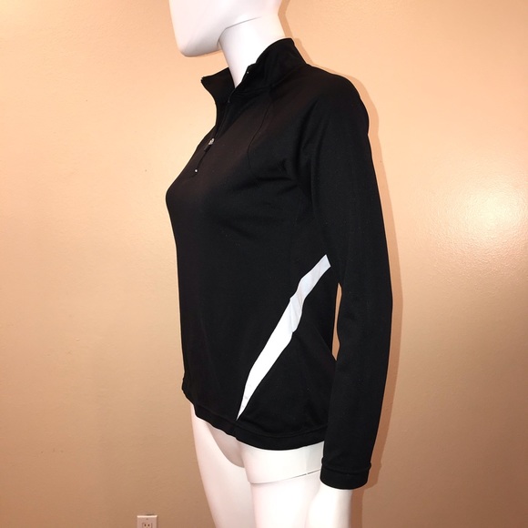 Jockey Athletic Pullover Quarter Zip Womens Size Small Black White Long Sleeve - Picture 9 of 14